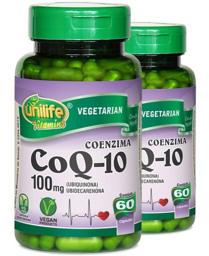 Kit 2 Coenzima Coq-10 Unilife 60 Cápsulas Sabor Sem sabor