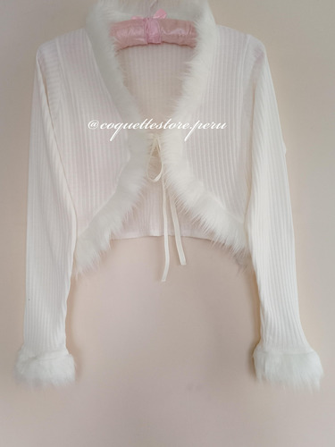 Top Cardigan Sweater Hilo Peluche Y2k Aesthetic Coquette 