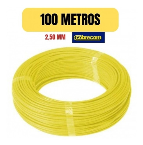 Cabo Eletrico Flexivel 2,5mm Amarelo 100 Metro Cobrecom Imet