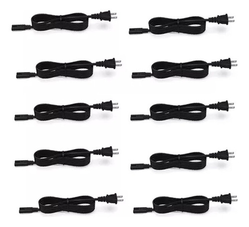 Lote De 10 Mayoreo Cable Corriente Dos Polos Cargador Laptop