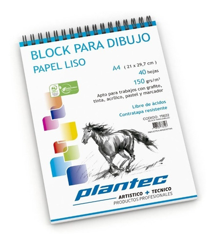 Block Para Dibujo Plantec 150 Grs X 40 Hojas Liso