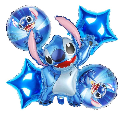 Pack 5 Globos Metalizados Stitch Bazar Don Acuña