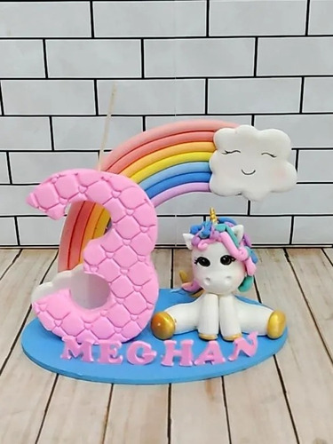 Vela Unicornio Con Arcoiris
