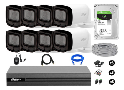 Cámaras Seguridad Dahua Exterior Kit 8 Varifocal 1080p 2tb