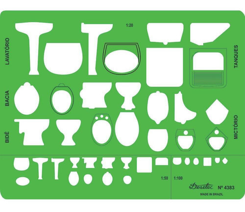 Gabarito Sanitários Desetec 3 Escalas Cor Verde