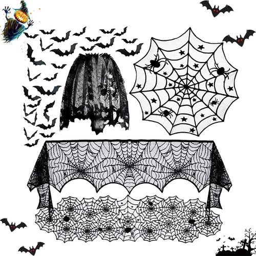 2 Pcs Halloween Decorations Set, Halloween Spider Web