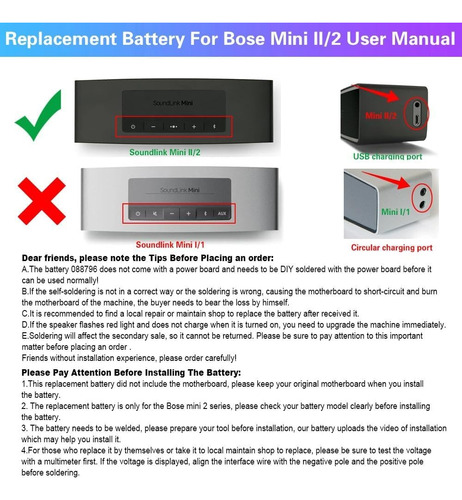 Reemplazo De Batería Bose Soundlink Mini 2, 7.4v 2330mah