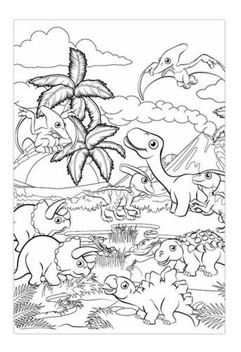 Jogo Quebra Cabeça Monte E Pinte Desenho Dinossauro Infantil