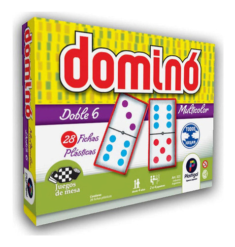 Domino Multicolor Plastigal 28 Fichas Juego De Mesa 321