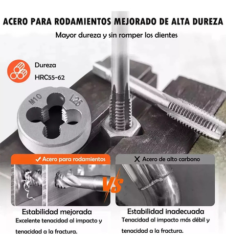 Set Machuelos Y Terraja Métrico De Acero M3-m12 40 Piezas Autrucker M3-m12 40 Piezas