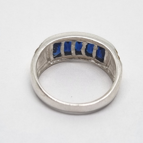 Imagen 3 de 8 de Anillo Plata Y Oro Con Piedra Azul