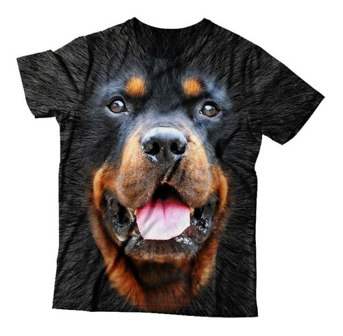 Camiseta 3d Estampa Total De Animais - Cachorro/rottweiller