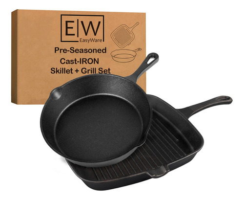 Easyware Set De Sartén 20cm + Grill 23.5cm Hierro Fundido