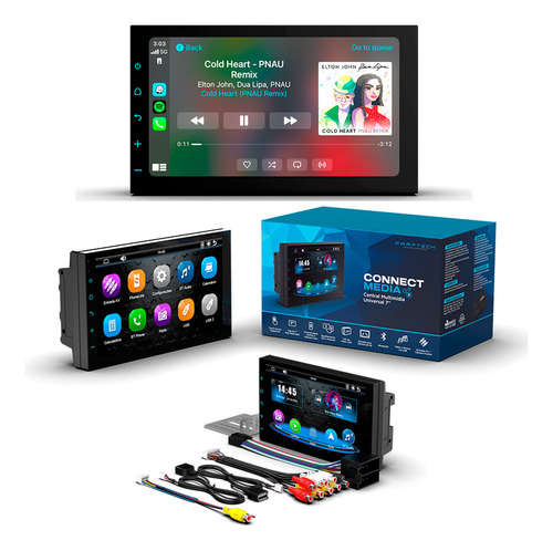 Central Multimidia 7 Mp5/bt/usb + Moldura Preta Fiat Stilo