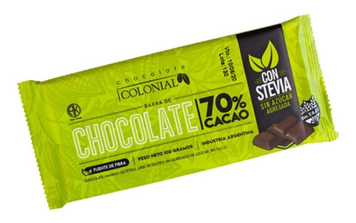 Imagen 1 de 7 de Chocolate Colonial Stevia Diet (x10un) Barata La Golosineria