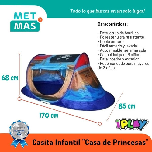 Carpa Casita Infantil Barco Pirata Niños - Doble Entrada!!