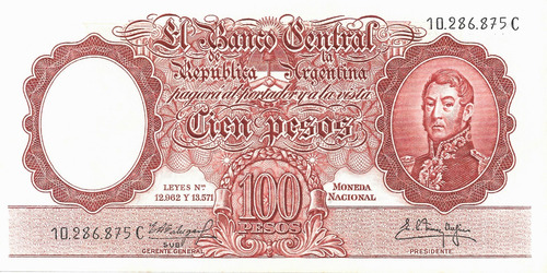 Bottero 2059 - 100 Pesos Moneda Nacional Año 1961 - Aunc