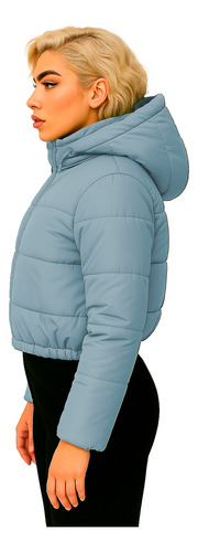 Campera Puffer De Dama Capucha Desmontable Ajustable - Arg02
