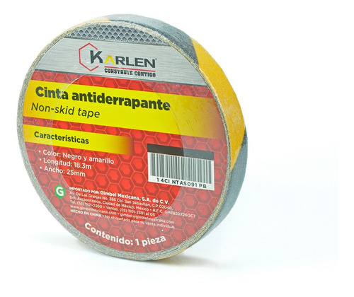 Cinta Antiderrapante 25mmx18.3m Negra/amarilla 1 