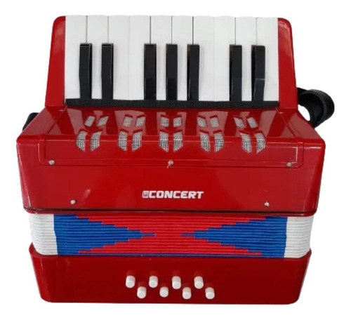 Acordeon Infantil Concert Ca8 Vermelho 8 Baixos 17 Teclas