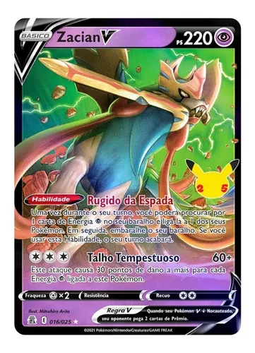 Carta Pokémon Lendário Zamazenta V Espada E Escudo