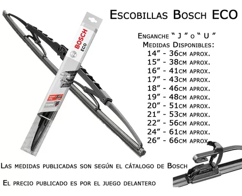 Escobillas Limpiaparabrisas Bosch Toyota Corolla 08/17 Nolin