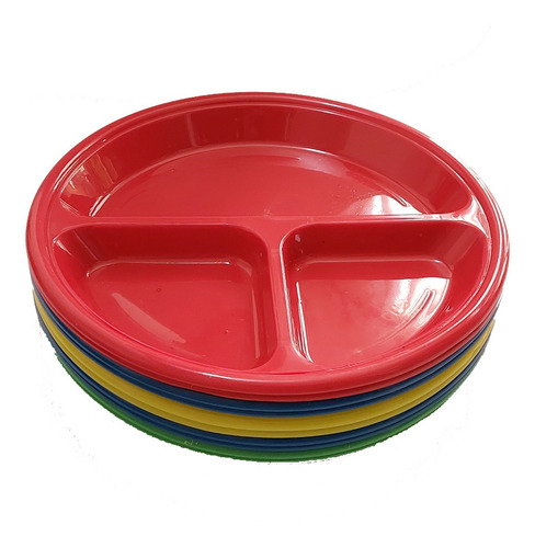 Kit 10 Plato De 3 Divisiones Grueso Colores Surtidos 