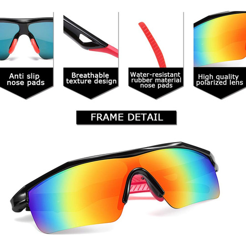 Gafas De Sol Feisedy Tr90 Deportivas Para Niños Lente Negro-rojo