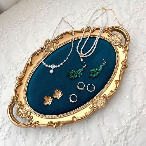 Bandeja De Tocador Cosméticos Ovales Decoración Para Azul