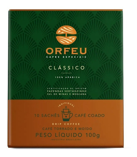 Imagem 1 de 4 de Café Em Sachê Orfeu Clássico 10 Sachês Drip Coffee
