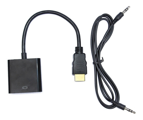 Imagen 3 de 3 de Cable Adaptador Conversor Hdmi A Vga Con Audio Plug Incluido