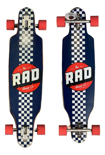 Longboard Rad Importado Drop Through Checker Stripe Azul 9 