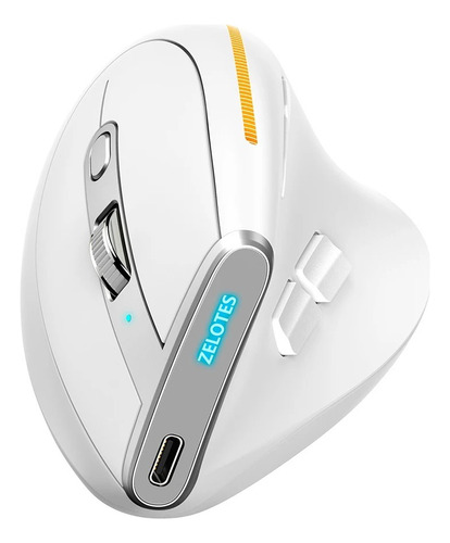 Mouse Vertical Bluetooth Zelotes F36 Blanco Recargable 