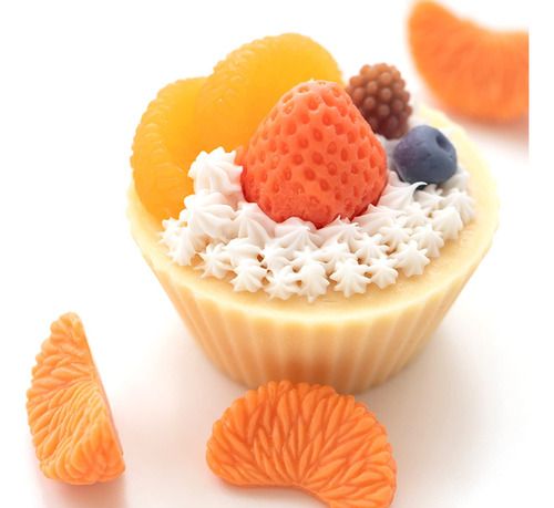 Moldes De Fondant Frutas 3d 5 Unidades Para Decoración Naranja, Rosa
