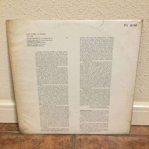 Antiguo Vinilo Lp Weber - Orq. De Viena, F. Wuehrer (piano) (Usado)