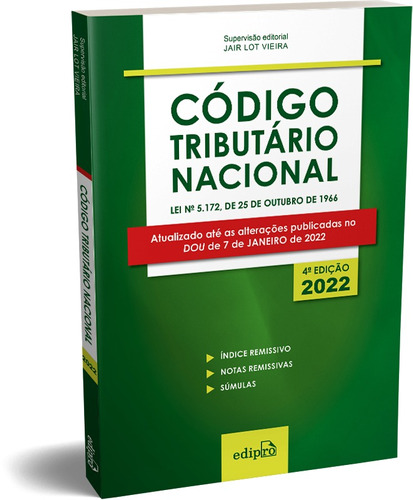 Código Tributário Nacional 2022: Mini, de Vieira, Jair Lot. Editora Edipro - edições profissionais ltda, capa mole em português, 2022