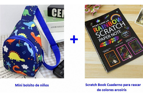 Mini Bolso Infantil De Niños + Libro Scratch Dibujo