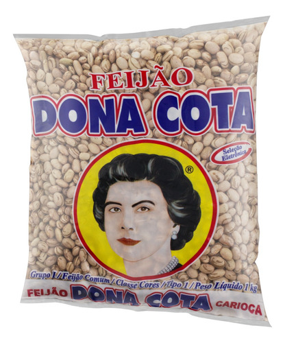 Feijão carioca cores Dona Cota em pacote sem glúten 1 kg