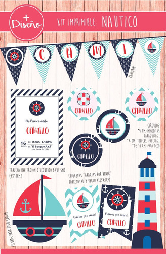 Kit Imprimible Personalizado Nautico