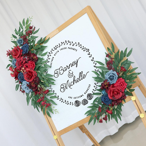 2 Letreros De Bienvenida De Boda Con Flores De Arco