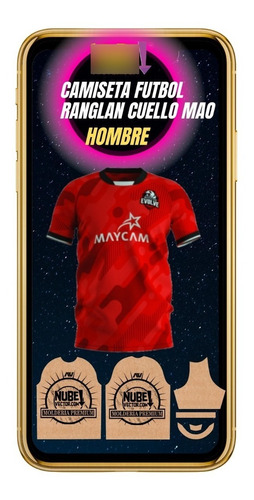 Molderia Digital Camiseta Ranglan Fútbol Cuello Mao