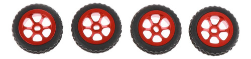 4x Rc Coche Llantas Neumáticos Ruedas De Caucho Para Rojo