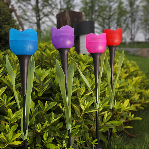 Farol Solar Simulado Con Forma De Flor En T, 4 Unidades, Luz