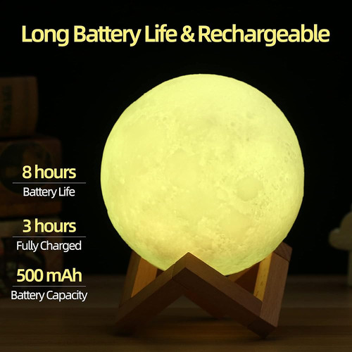 Lamoille Moon Lamp, 3d Night Moon Lamp Para Dormitorio 5.1in