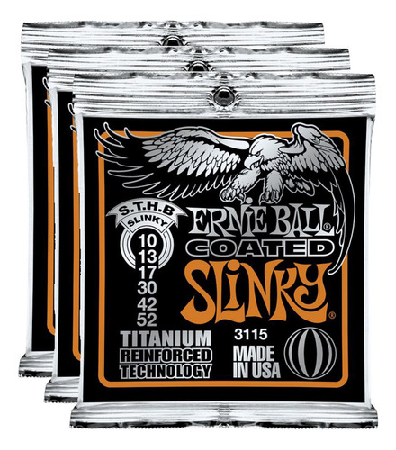 3 Juego Cuerda Para Guitarra Electrica Ernie Ball 3115 Parte