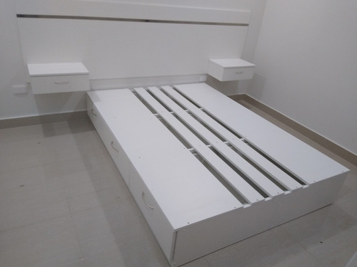 Cama En Melamina Hm. De 2 Plz. Y 6 Cajones Con Cabecera.