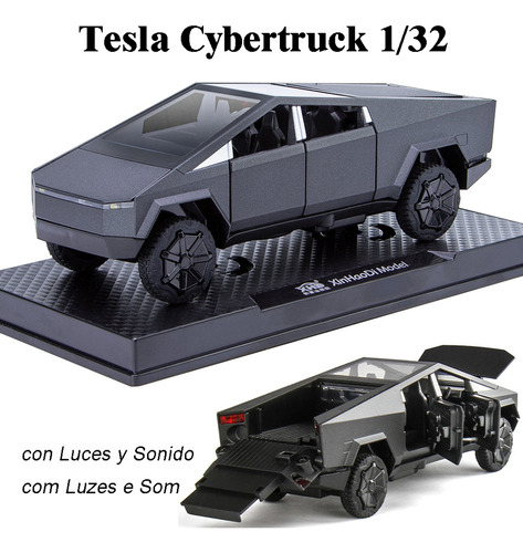 Tesla Cybertruck Miniatura Metal Coche Con Luz Y Sonido 1/32