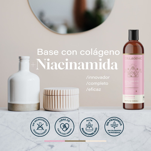 Imagen 5 de 7 de Tonico Facial 500ml Niacinamida Colageno Skin Care Toner
