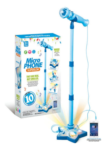 Micrófono Para Niños Genérico Azul Cantar, Bailar, Rapear.