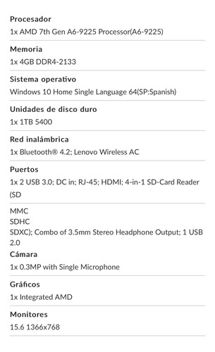 Laptop Netbook Lenovo Ideapad Cono Nueva (Usado)